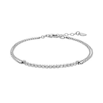 Argento Bella Sterling Silver Cubic Zirconia Double Strand Bracelet