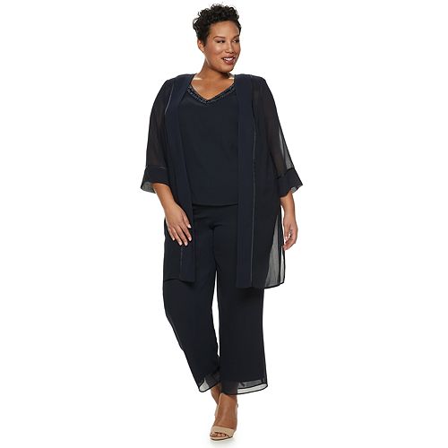 Plus Size Le Bos Beaded Top, Jacket & Pants Set