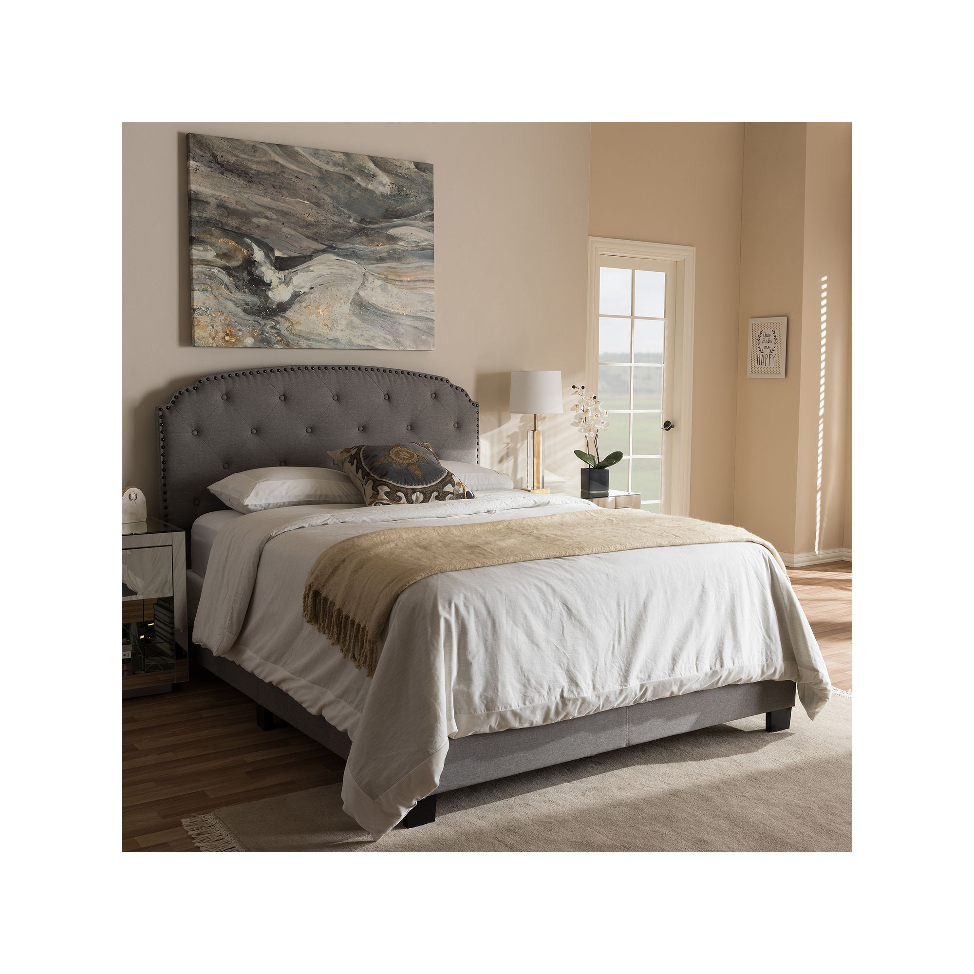 Baxton Studio Lexi Tufted Bed, Gray