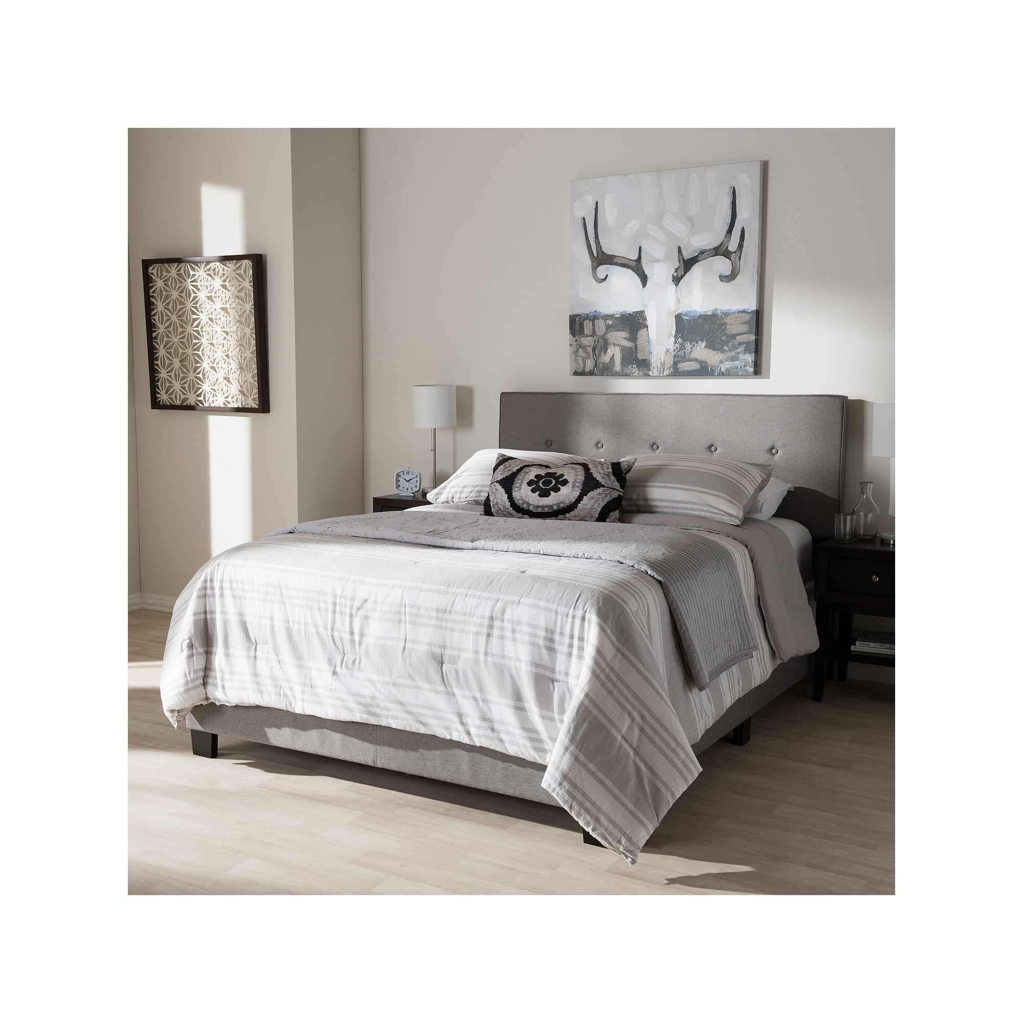 Baxton Studio Hampton Tufted Bed, Gray