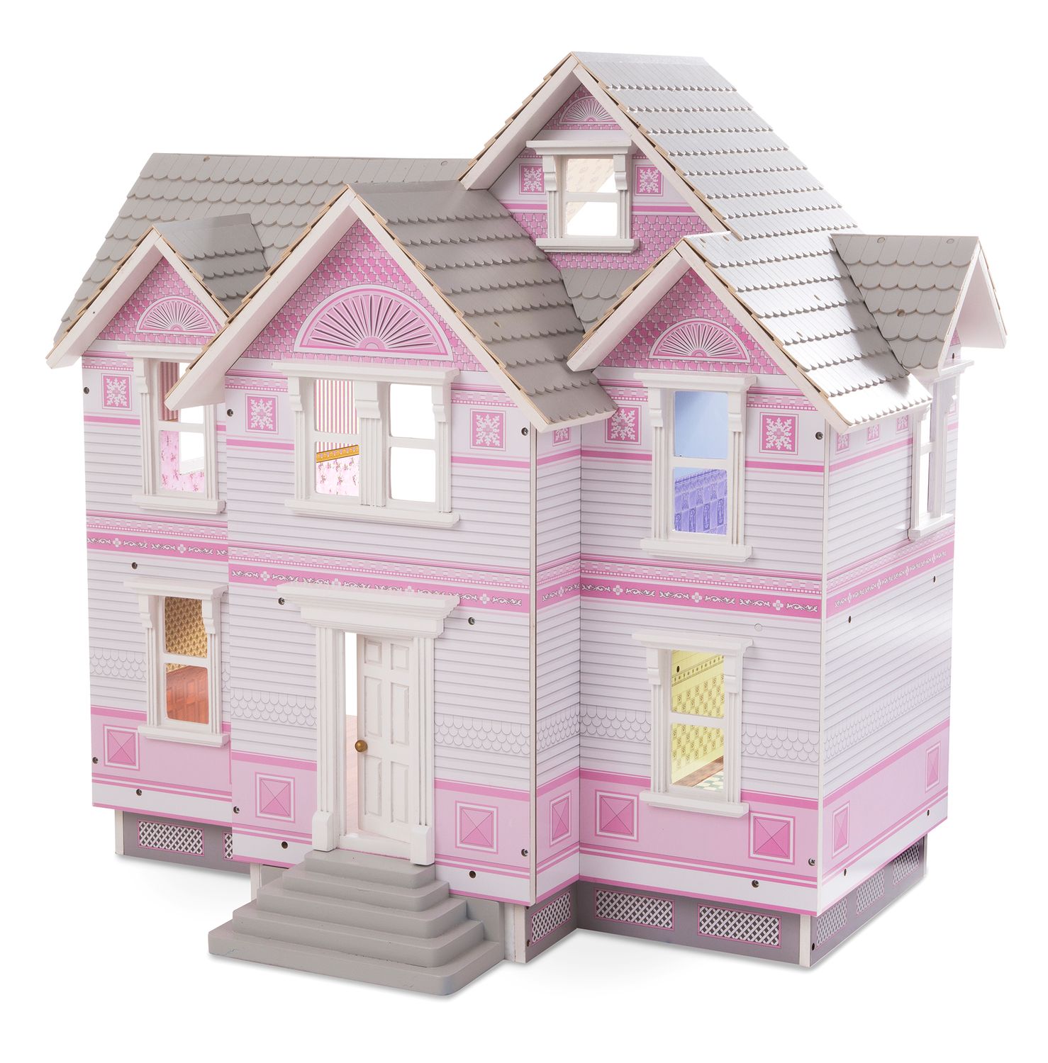 melissa & doug classic heirloom victorian wooden dollhouse