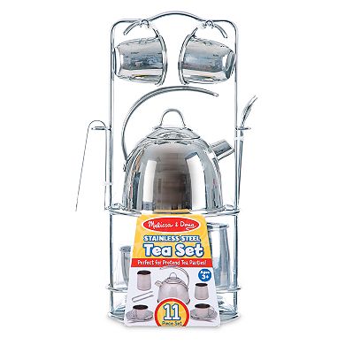 Melissa & Doug Stainless Steel Pretend Play Tea Set and Storage Rack