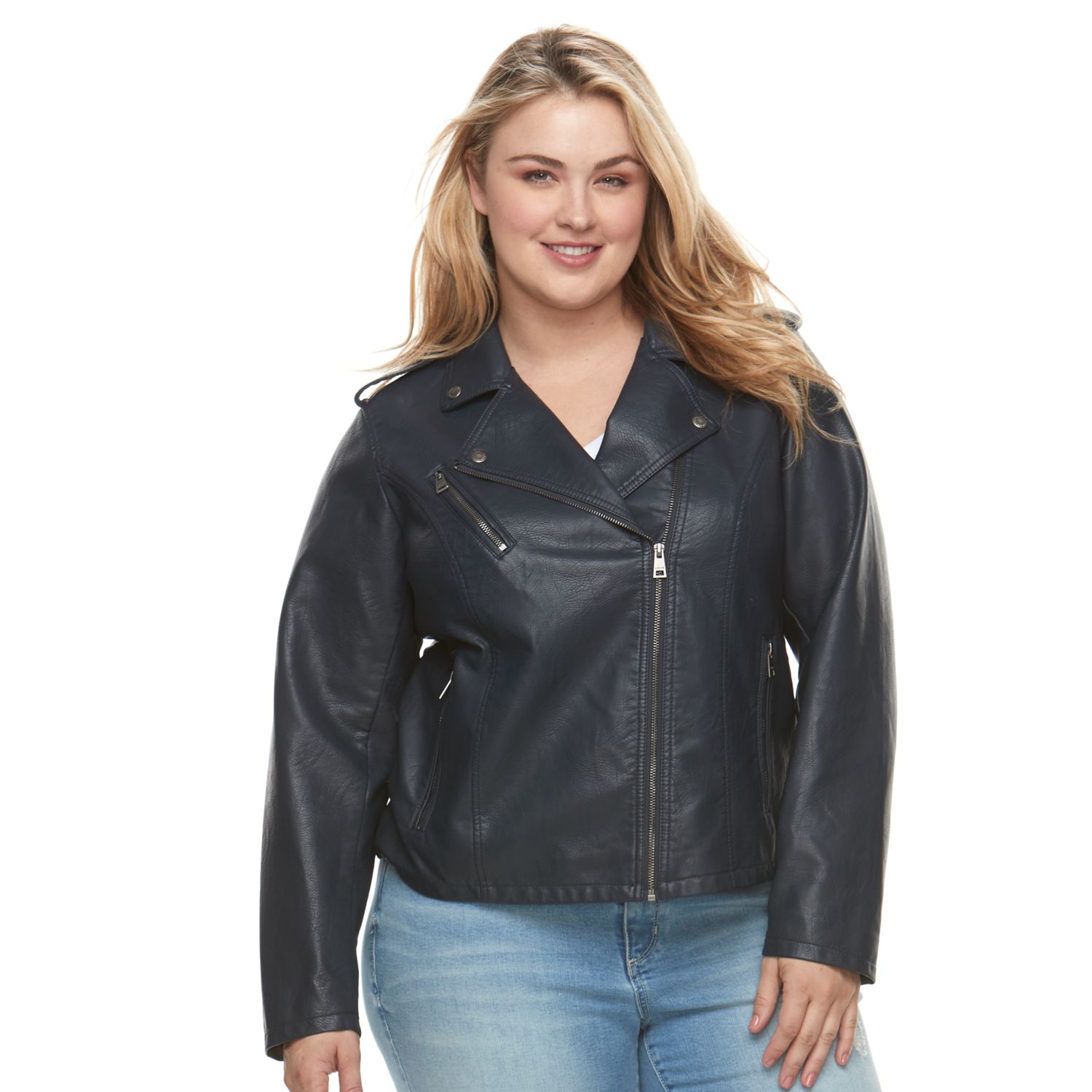 kohls plus size leather jacket