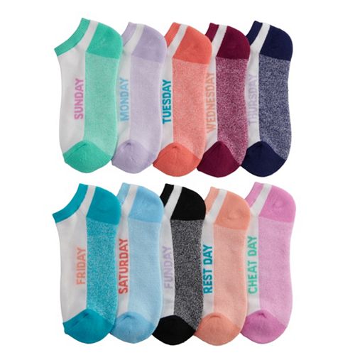Women's Tek Gear® 10Pack NoShow Day of the Week Novelty Socks
