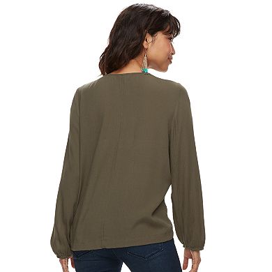 Petite Sonoma Goods For Life® Lace-Up Gauze Peasant Top