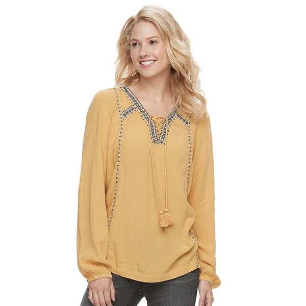 Petite Sonoma Goods For Life® LaceUp Gauze Peasant Top