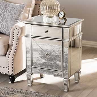 Baxton Studio Claudia Mirrored Nightstand