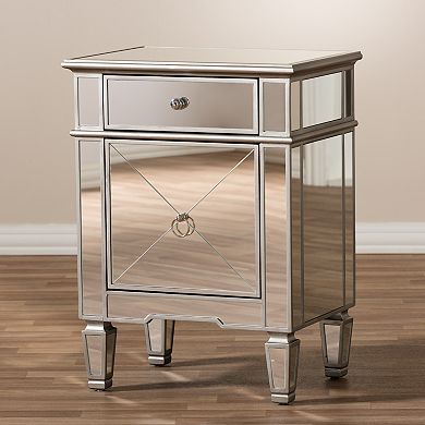 Baxton Studio Claudia Mirrored Nightstand