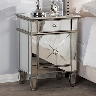 Baxton Studio Claudia Mirrored Nightstand