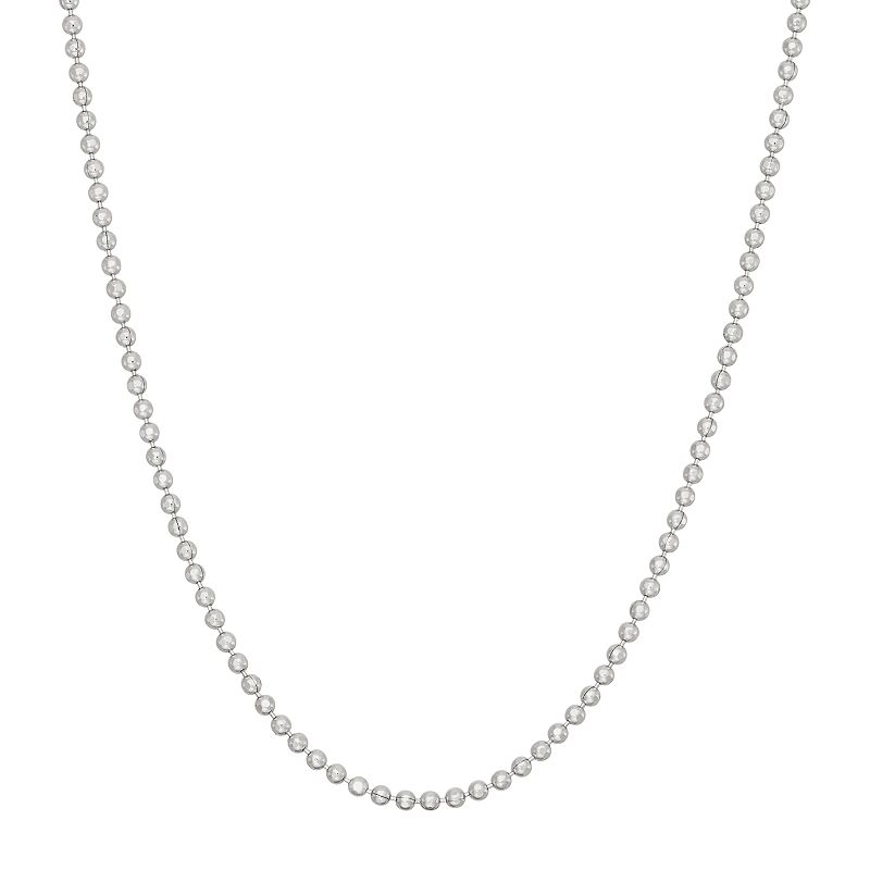Sterling Silver Textured Ball Chain Necklace, Womens, Size: 18, Grey