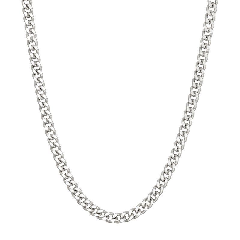 Sterling Silver Curb Chain Necklace, Womens, Size: 20, Grey