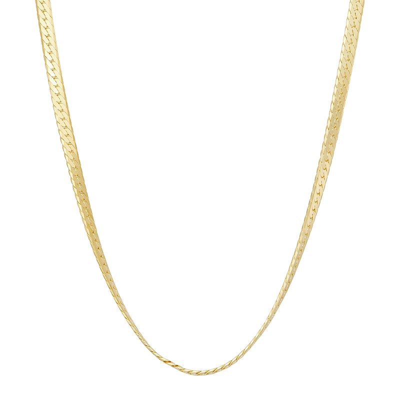 14k Gold Over Silver Herringbone Chain Necklace, Womens, Size: 18, Yell