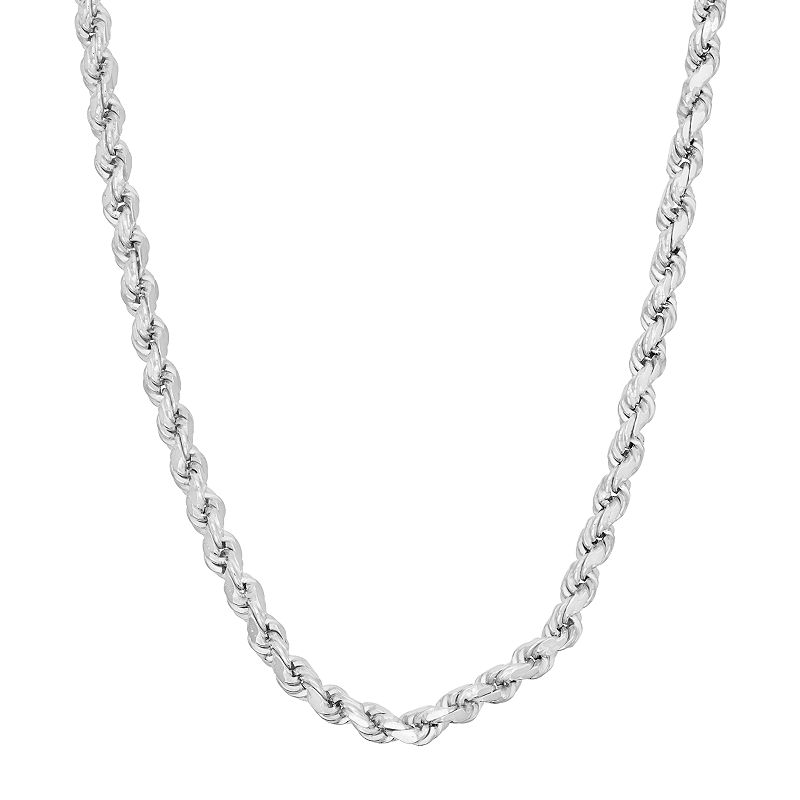 Sterling Silver Rope Chain Necklace, Womens, Size: 16, Grey
