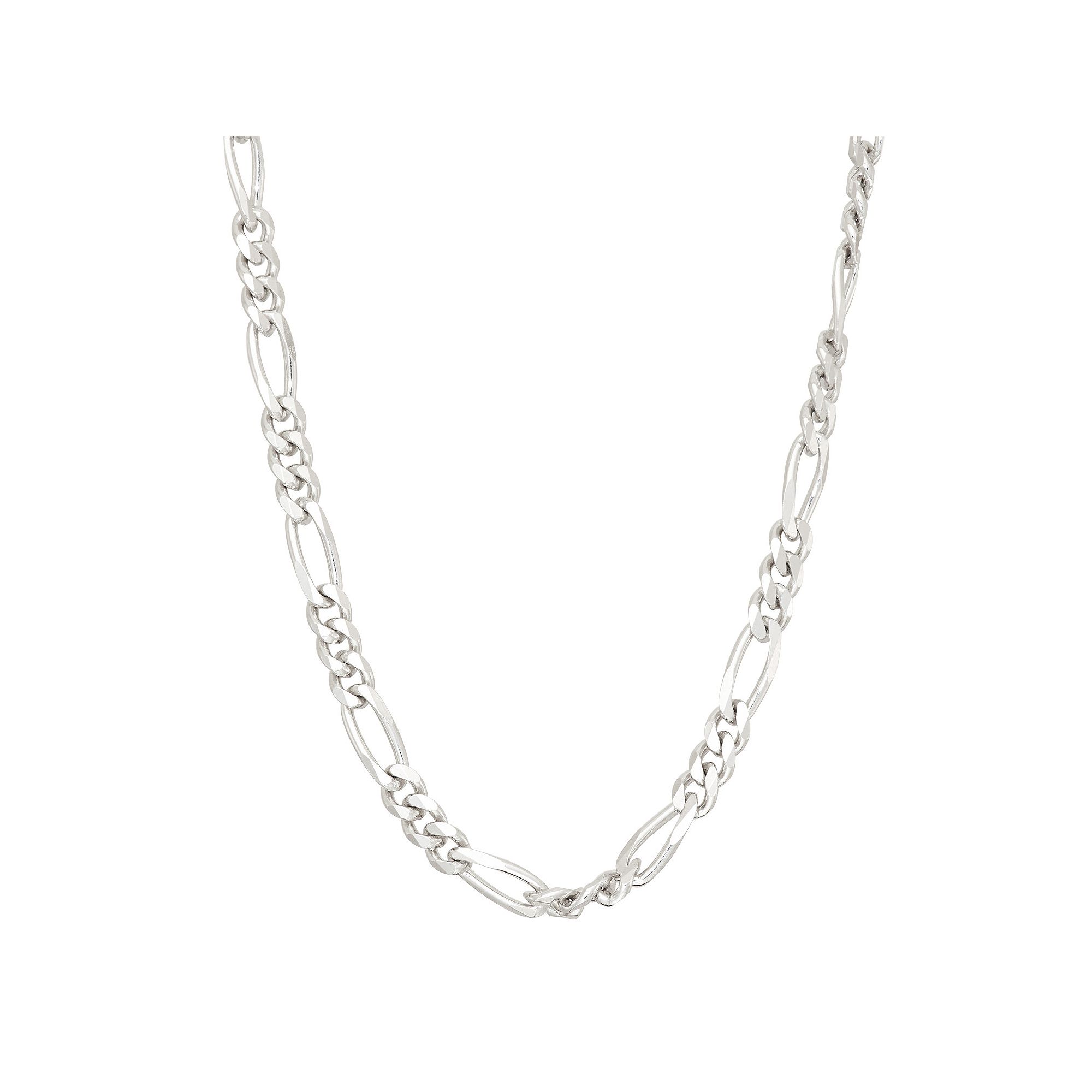 Jordan Blue Mens Sterling Silver Figaro Chain Necklace, Size: 18