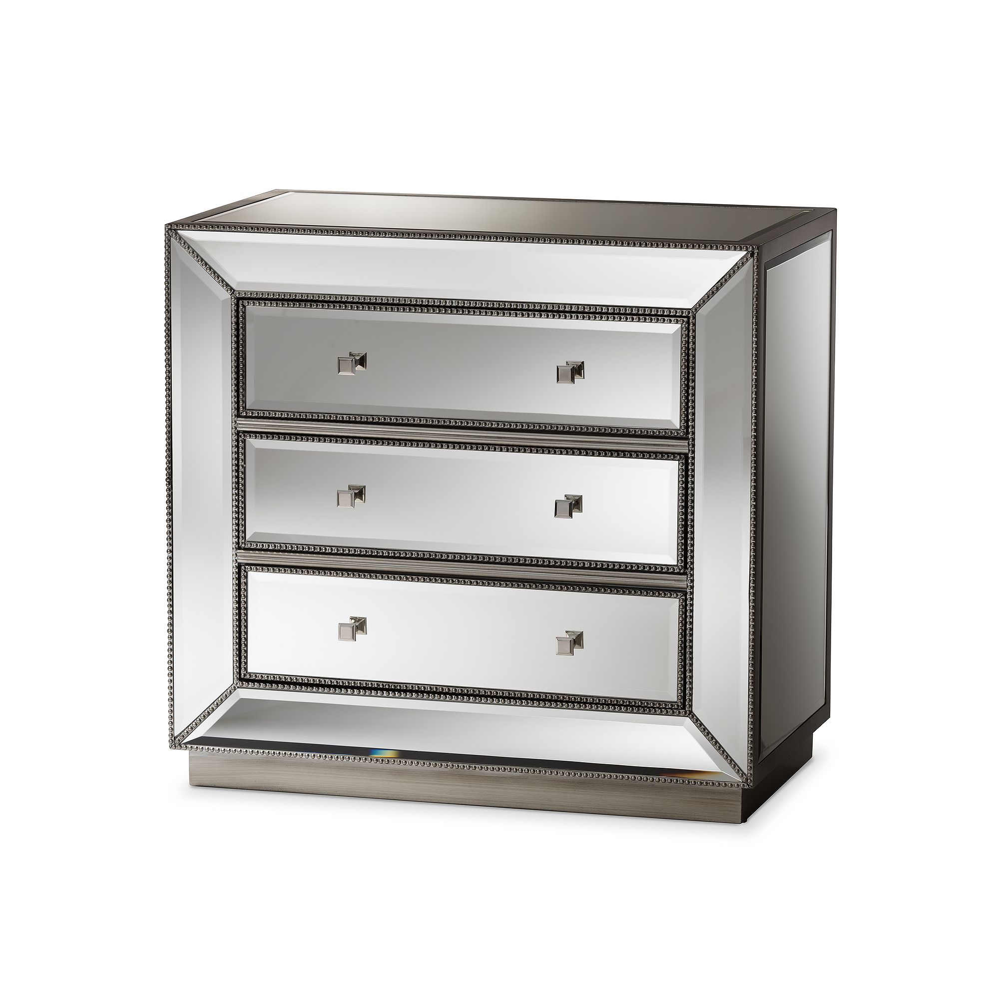 Baxton Studio Edeline Mirrored Dresser, Silver