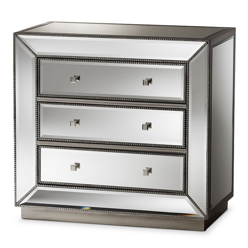 Baxton Studio Edeline Hollywood Regency Glamour Style Mirrored 3-Drawer Cabinet