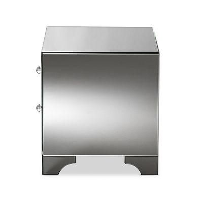 Baxton Studio Farrah Mirrored Nightstand