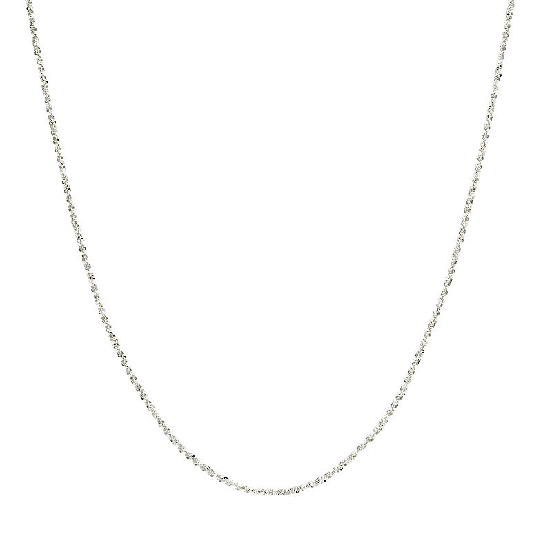 PRIMROSE Sterling Silver Sparkle Chain Necklace, Womens, Size: 24, Grey