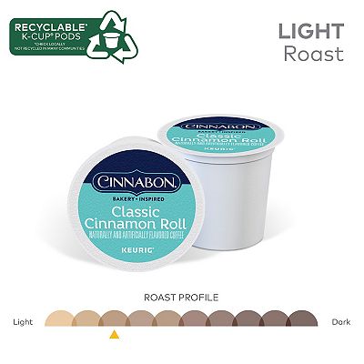 Cinnabon Classic Cinnamon Roll Coffee Keurig K Cup Pods Light Roast 48 pk