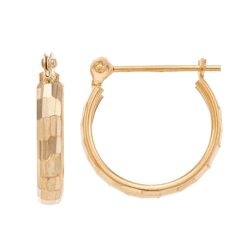 Forever 14K Textured Polished Hoop Earrings, Womens, Gold