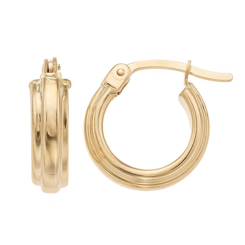 Forever 14K Raised Hoop Earrings, Womens, Gold