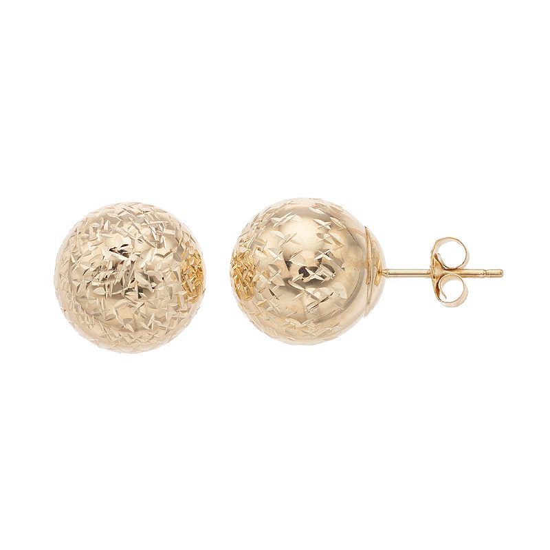 Forever 14K Textured Ball Stud Earrings, Womens, Gold
