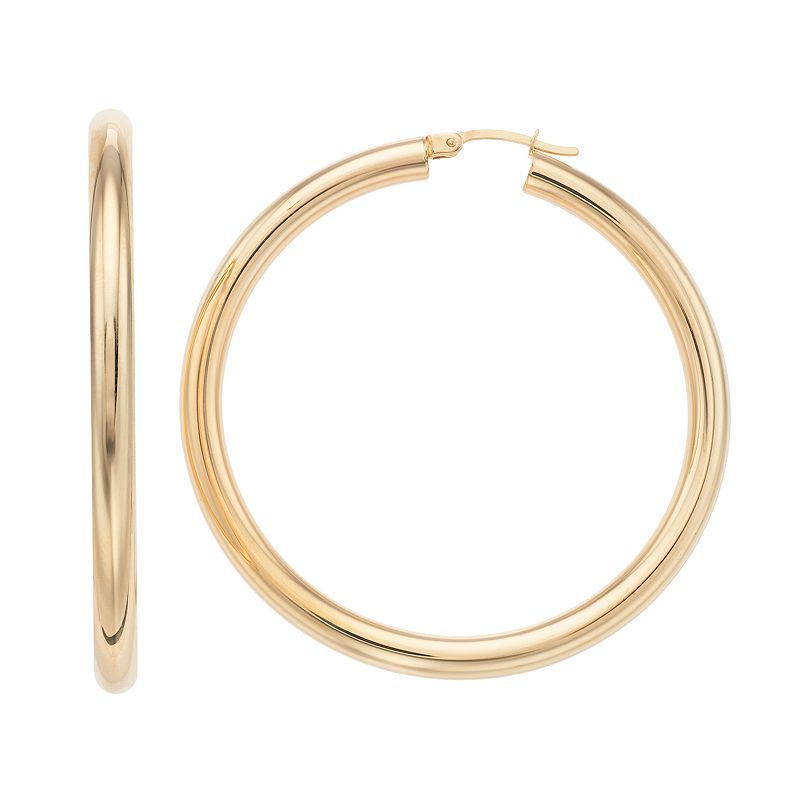 Forever 14K Polished Tube Hoop Earrings, Womens, Gold
