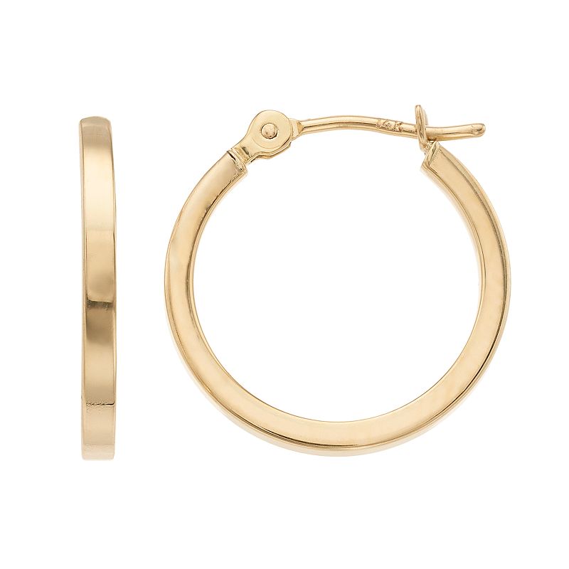 Forever 14K Polished Square Edge Hoop Earrings, Womens, Gold