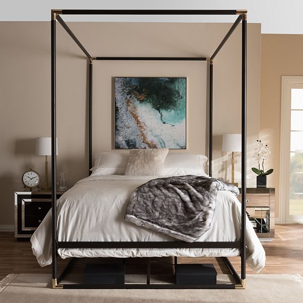 Baxton Studio Eva Canopy Queen Bed