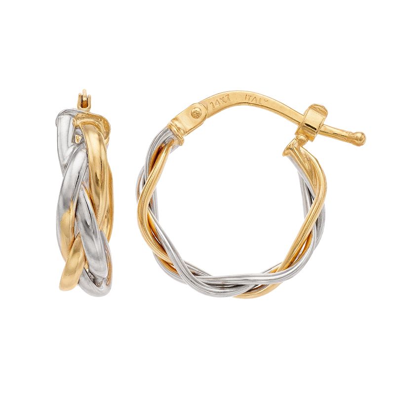Forever 14K Two Tone Twisted Hoop Earrings, Womens, Gold - 73178366 - Jewelry Modern style abounds with these twisted hoop earri sku 73178366