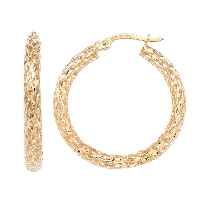Forever 14K Mesh Hoop Earrings, Womens, Gold