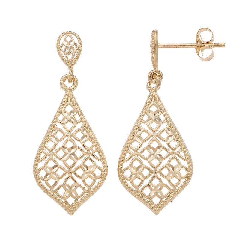 Forever 14K Openwork Teardrop Earrings, Womens, Gold