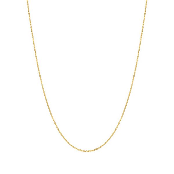 PRIMROSE Sterling Silver Rope Chain Necklace - Yellow Gold Tone (18")