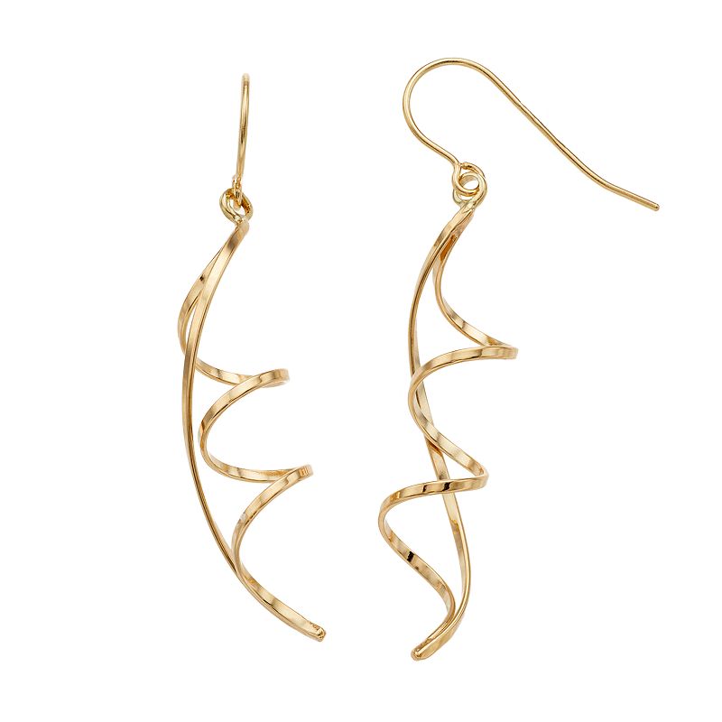 Forever 14K Twisted Ribbon Drop Earrings, Womens, Gold