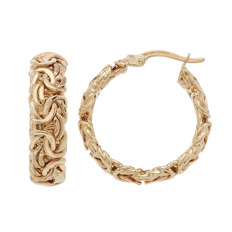 Forever 14K Byzantine Hoop Earrings, Womens, Gold