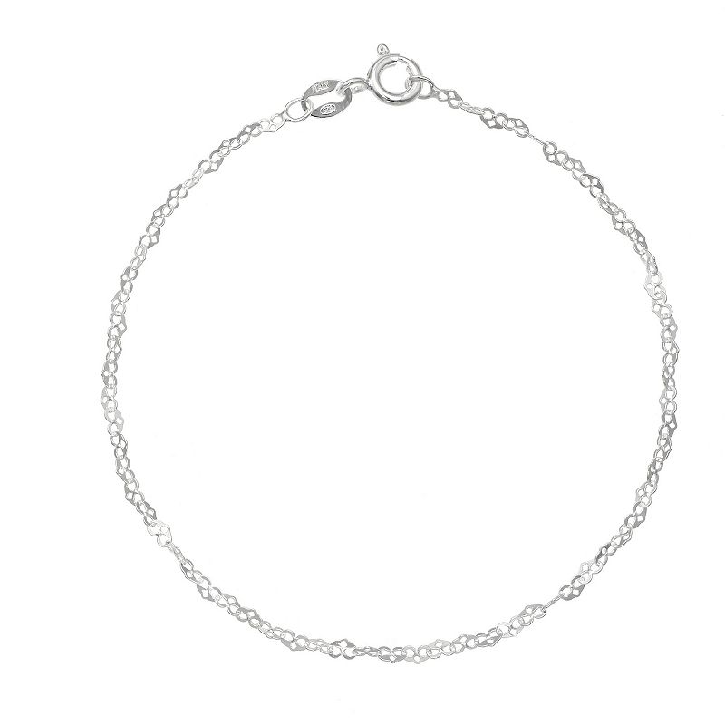 PRIMROSE Sterling Silver Heart Link Bracelet, Womens, Size: 8, Grey