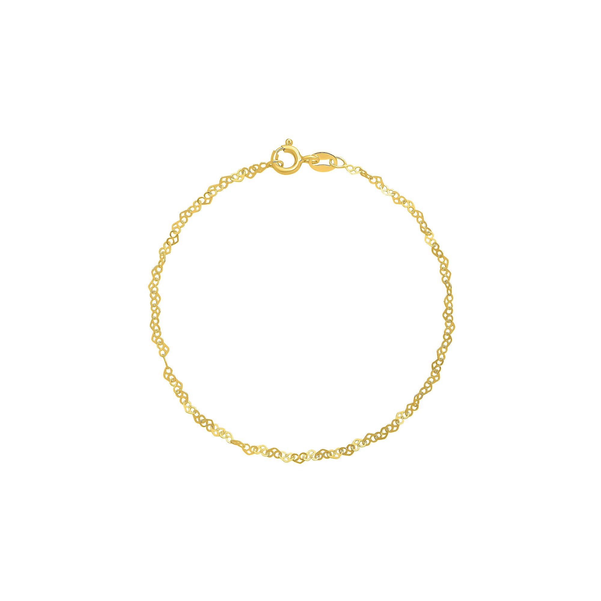 PRIMROSE Sterling Silver Heart Link Bracelet, Womens, Size: 7, Yellow G
