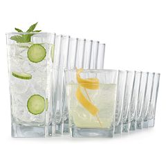 Set of 16 Drinking Glasses, Heavy Base Durable Glass Cups - 8