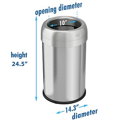 Halo 13-gallon Dual-Deodorizer Round Fingerprint-Proof Stainless Steel Trash Can