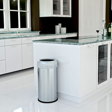 iTouchless Halo 13-gallon Dual-Deodorizer Round Fingerprint-Proof Stainless Steel Trash Can