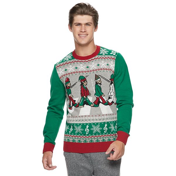 chef tag på sightseeing gen Men's Elves Abbey Road Light-Up Christmas Sweater