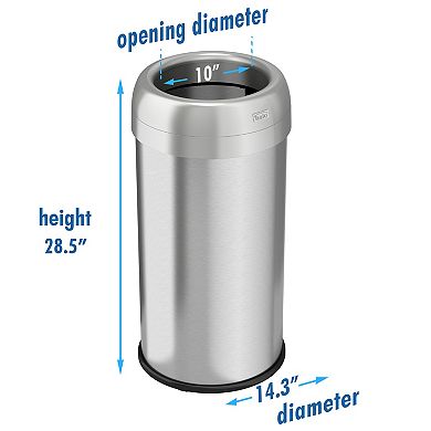 iTouchless Halo 16-gallon Dual-Deodorizer Round Fingerprint-Proof Stainless Steel Trash Can