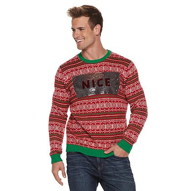Men's Naughty/Nice Sequined Christmas Sweater