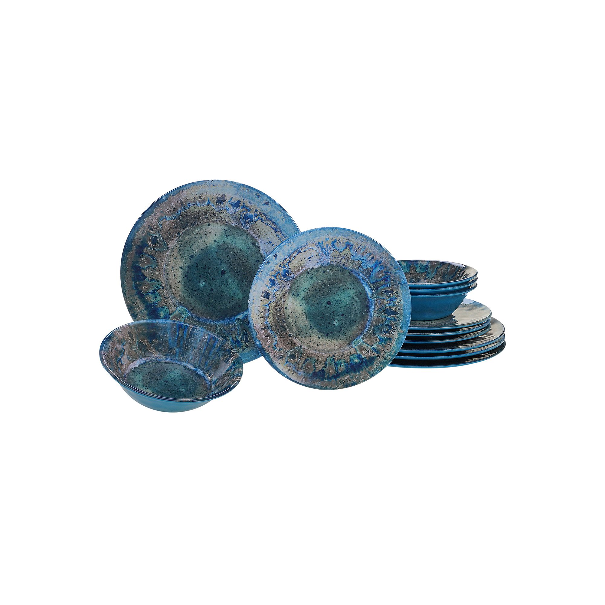 Certified International Radiance 12-piece Melamine Dinnerware Set, Blue