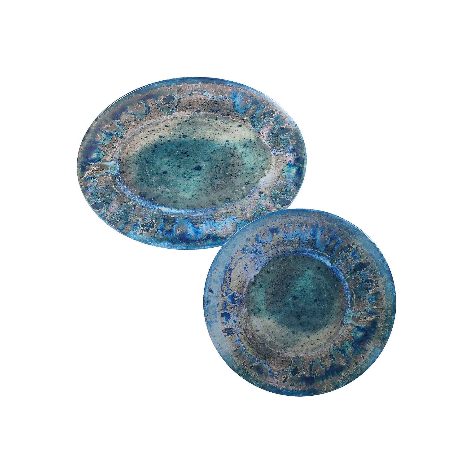 Certified International Radiance Melamine Serving Platter Set, Blue