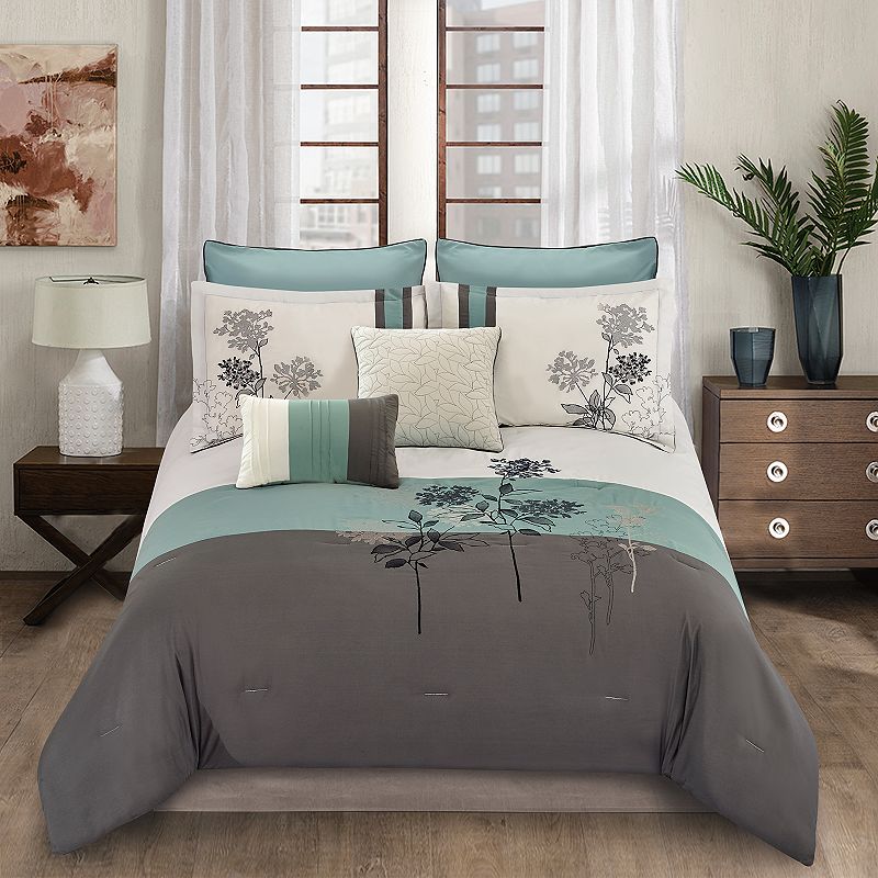 Riverbrook Home Emilie 8-piece Comforter Set, Turquoise/Blue, King