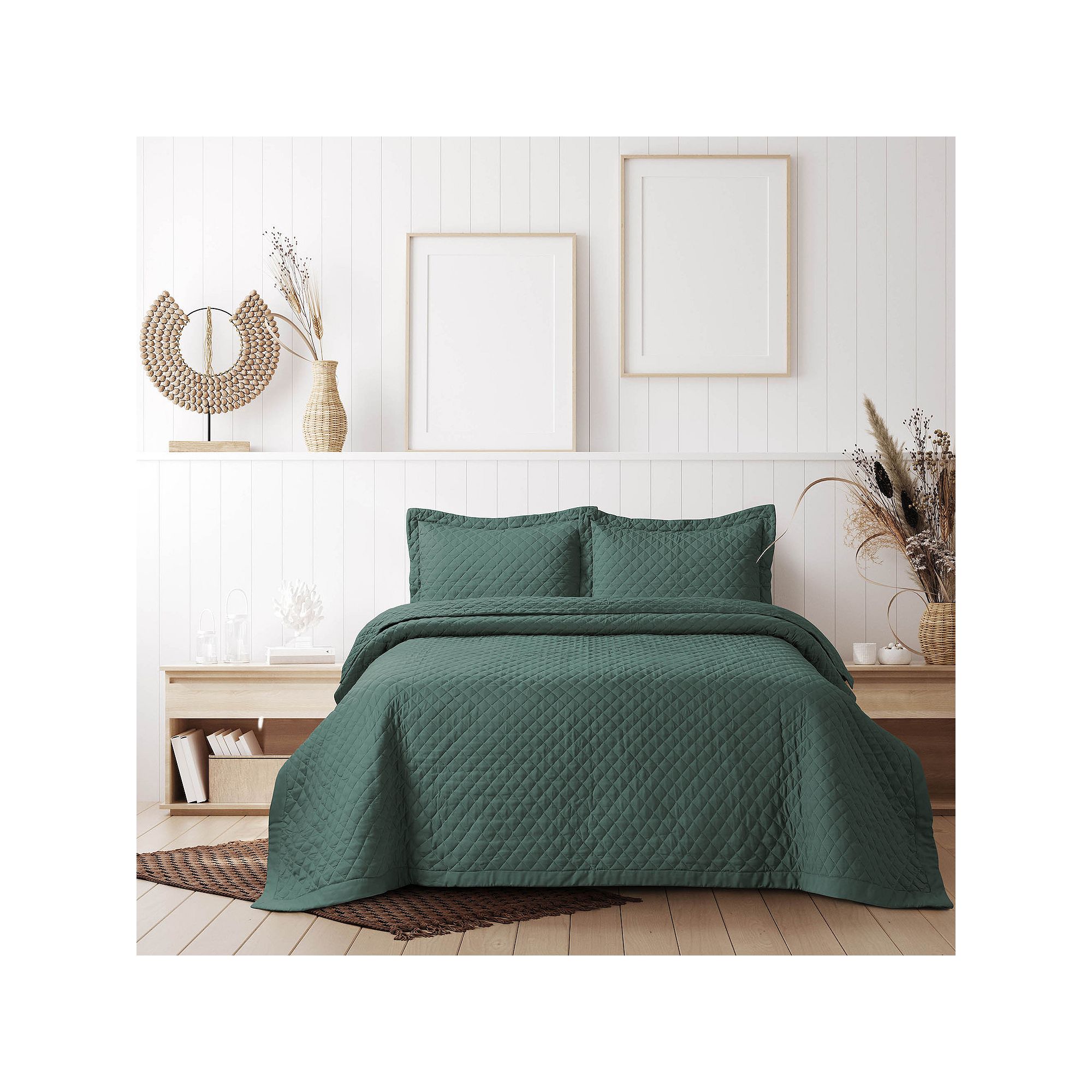 Tribeca Living Brisbane Solid Oversized Diamond Quilt Set, Atlantic