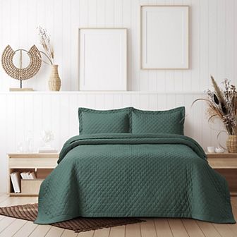 Tribeca Living Brisbane Solid Oversized Diamond Quilt Set