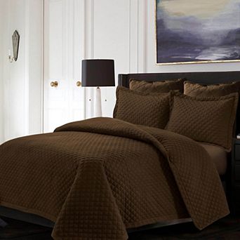 Tribeca Living Brisbane Solid Oversized Diamond Quilt Set