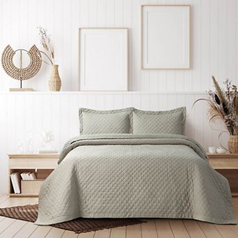 Tribeca Living Brisbane Solid Oversized Diamond Quilt Set